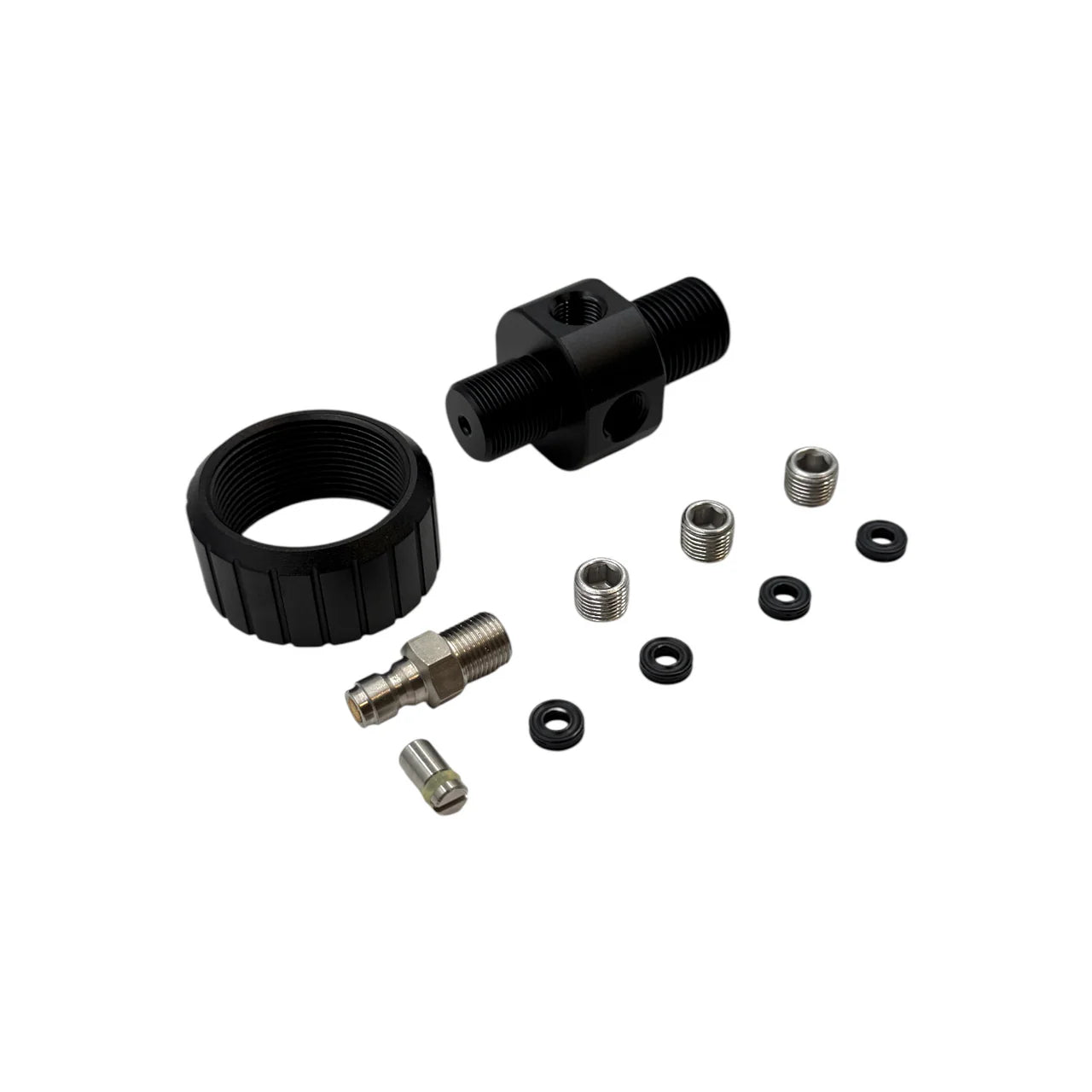 The Saber Tactical Bottle Adapter Kit gives Karma EQ owners the flexibility to run carbon fiber bottles in place of the factory tank
